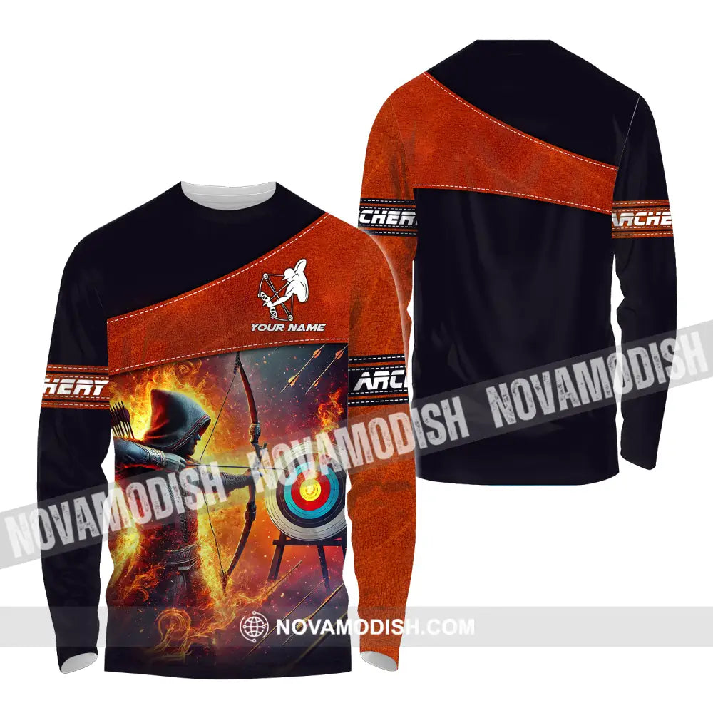 Unisex Shirt - Custom Name Sport Shirt Archery Lover Long Sleeve Shirt / S T-shirt