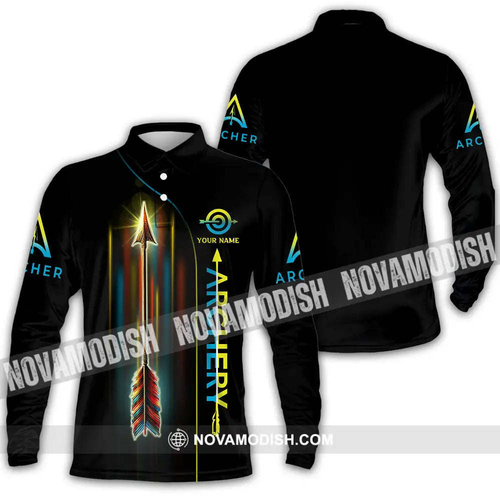 Unisex Shirt - Custom Name Sport Shirt Archery Player Long Sleeve Polo / S T-shirt