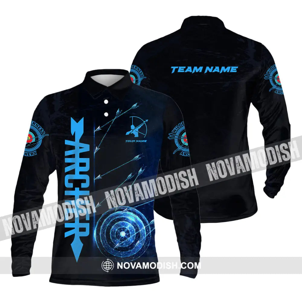 Unisex Shirt - Custom Name Sport Shirt Archery Player Long Sleeve Polo / S T-shirt