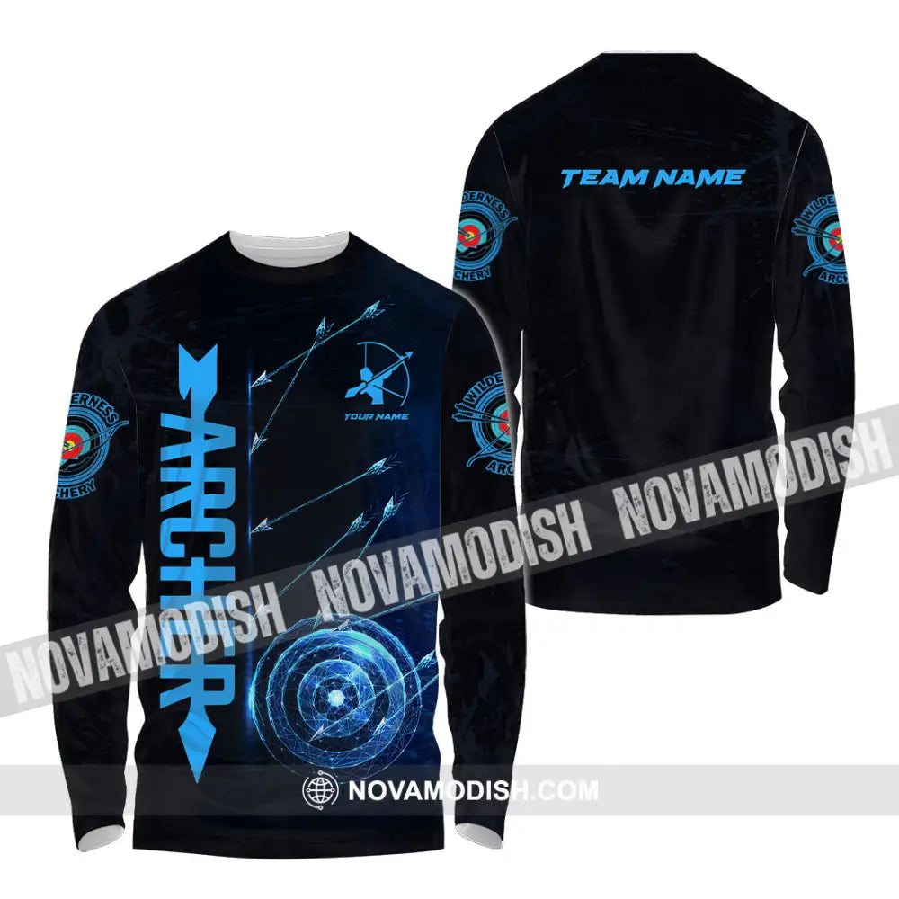 Unisex Shirt - Custom Name Sport Shirt Archery Player Long Sleeve Shirt / S T-shirt