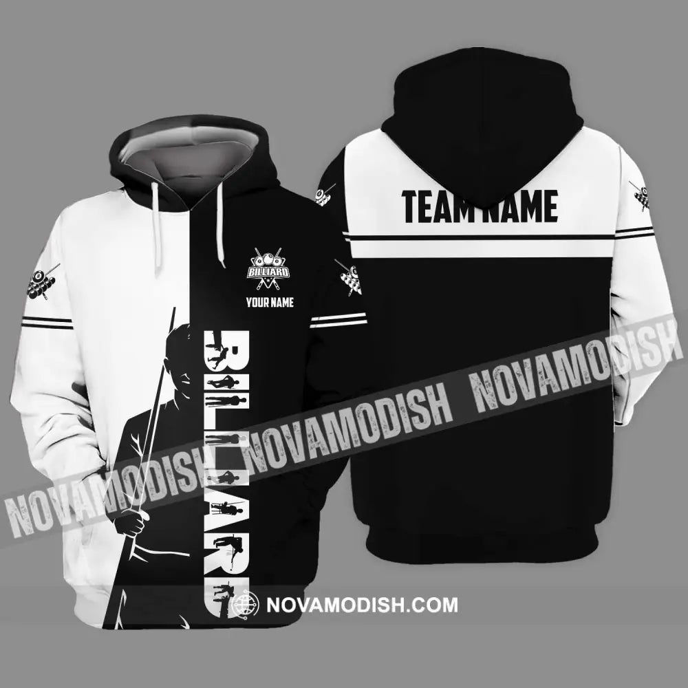 Unisex Shirt - Custom Name Sport Shirt Billiard Classic Black And White Hoodie / S T-shirt