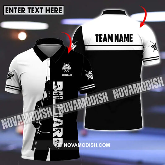 Unisex Shirt - Custom Name Sport Shirt Billiard Classic Black And White T-shirt