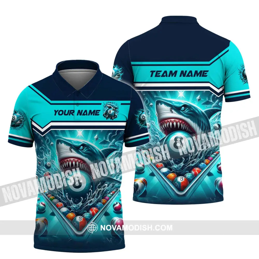 Unisex Shirt - Custom Name Sport Shirt Billiard Shark Polo Shirt / S T-shirt