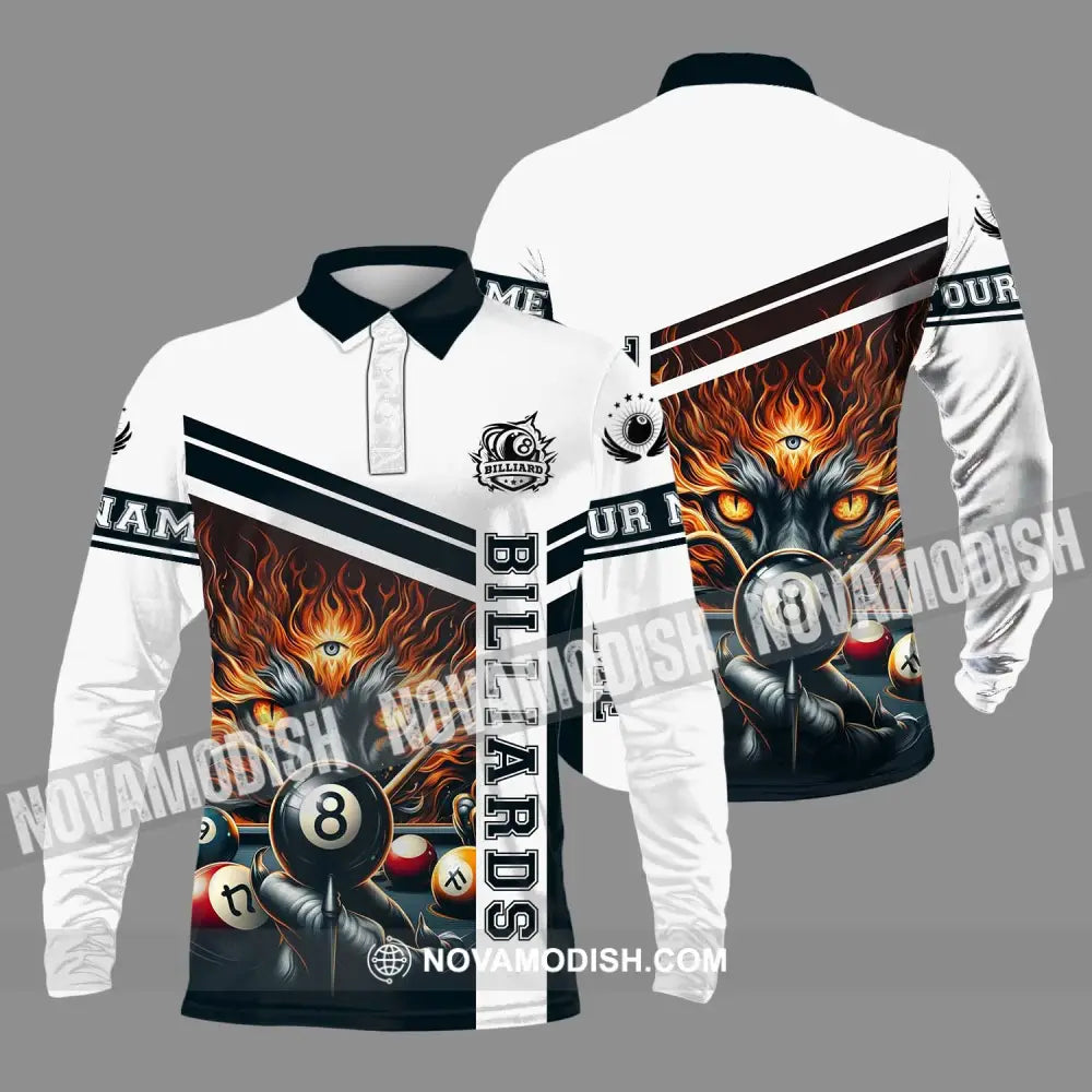 Unisex Shirt - Custom Name Sport Shirt Billiard Three Eyes Long Sleeve Polo / S T-shirt