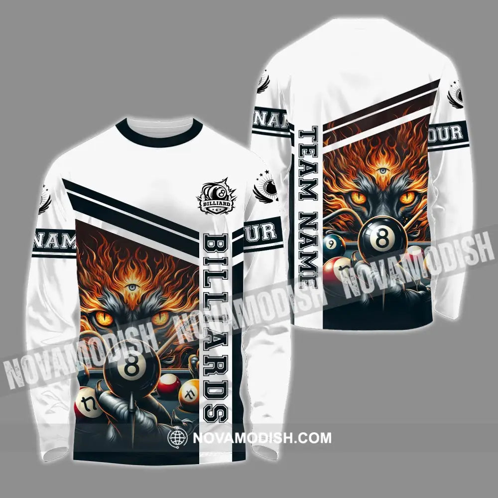 Unisex Shirt - Custom Name Sport Shirt Billiard Three Eyes Long Sleeve Shirt / S T-shirt