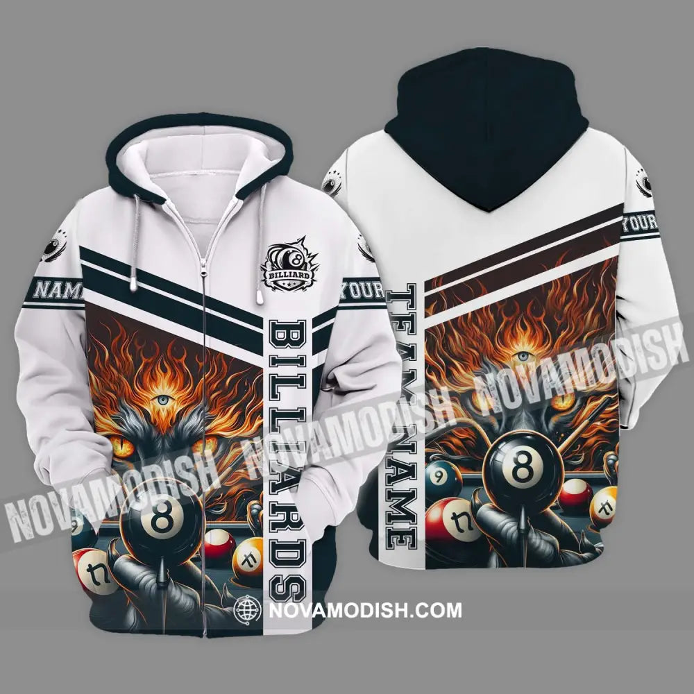 Unisex Shirt - Custom Name Sport Shirt Billiard Three Eyes Zipper Hoodie / S T-shirt