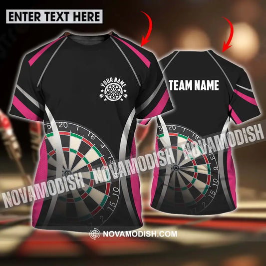 Unisex Shirt - Custom Name Sport Shirt Black Pink Darts T-shirt