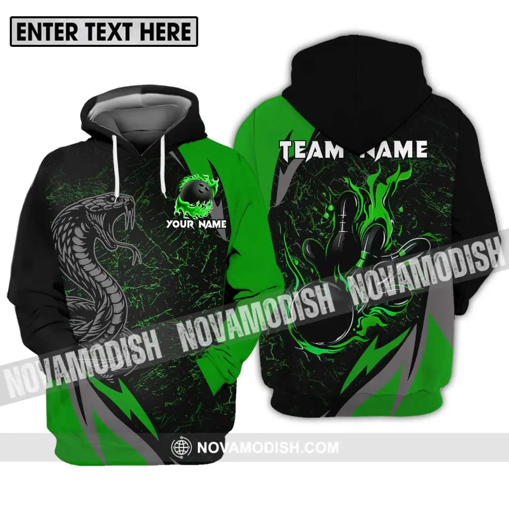 Unisex Shirt - Custom Name Sport Shirt Black Snake Bowling Hoodie / S T-shirt
