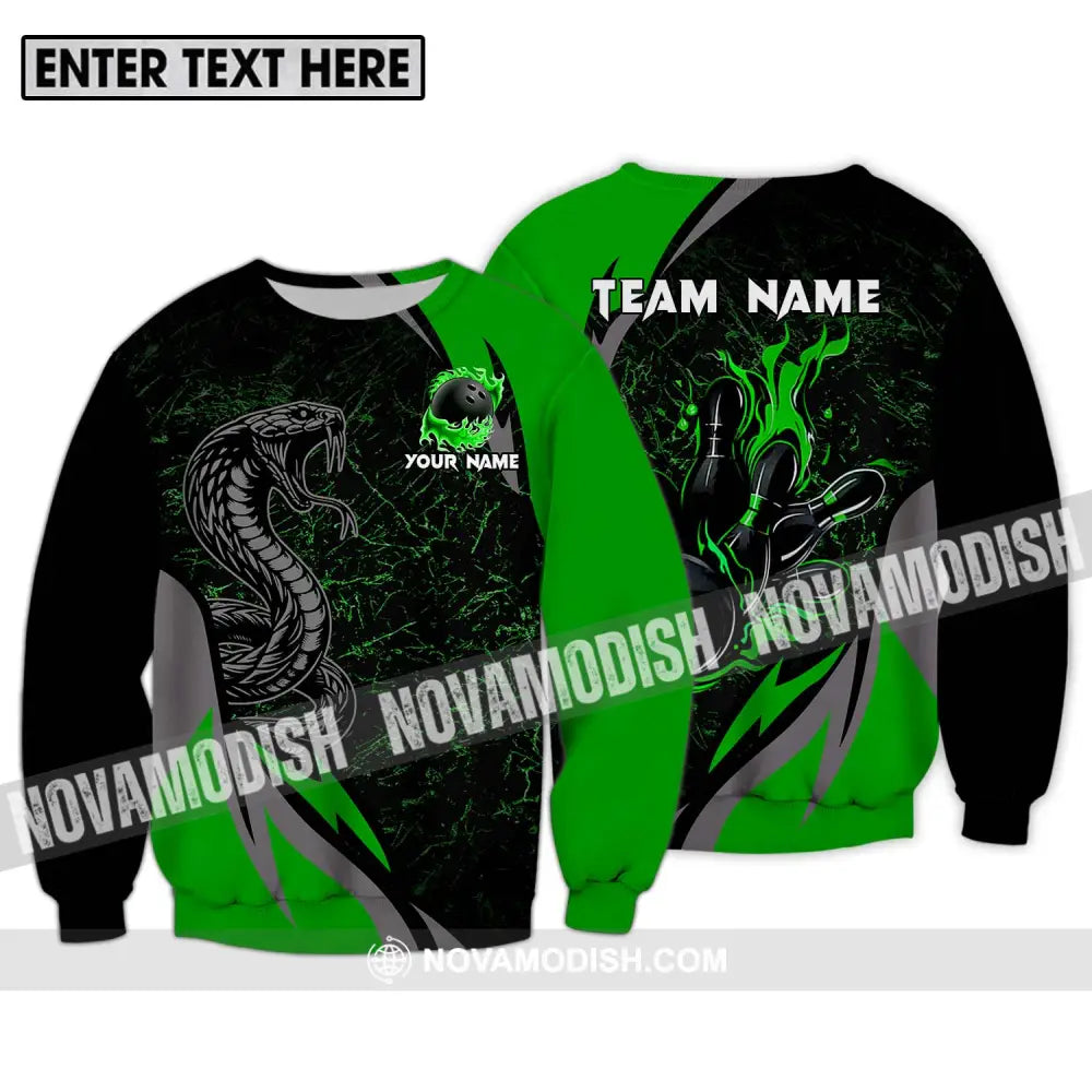 Unisex Shirt - Custom Name Sport Shirt Black Snake Bowling Long Sleeve / S T-shirt