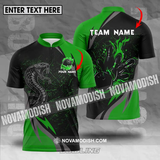 Unisex Shirt - Custom Name Sport Shirt Black Snake Bowling T-shirt