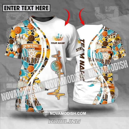 Unisex Shirt - Custom Name Sport Shirt Bowling Heartbeat T-shirt