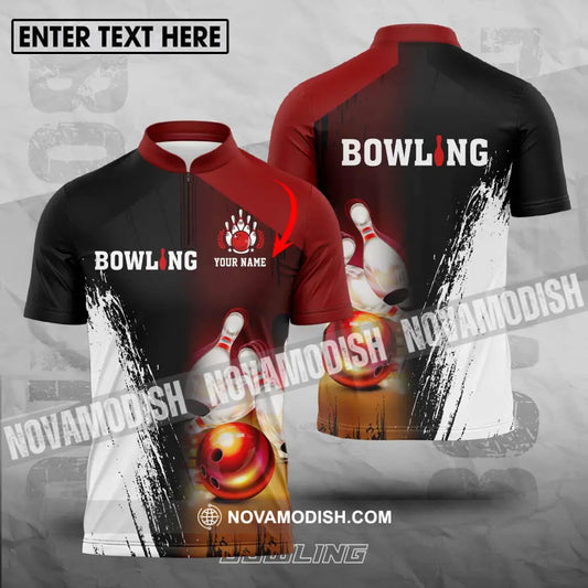 Unisex Shirt - Custom Name Sport Shirt Bowling Red Ball T-shirt