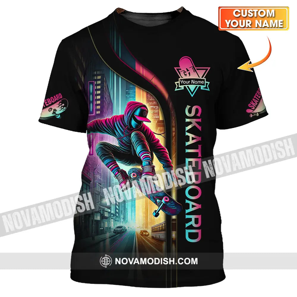 Unisex Shirt - Custom Name Sport Shirt Colorful Street Skateboard T-shirt