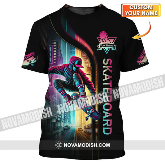 Unisex Shirt - Custom Name Sport Shirt Colorful Street Skateboard T-shirt