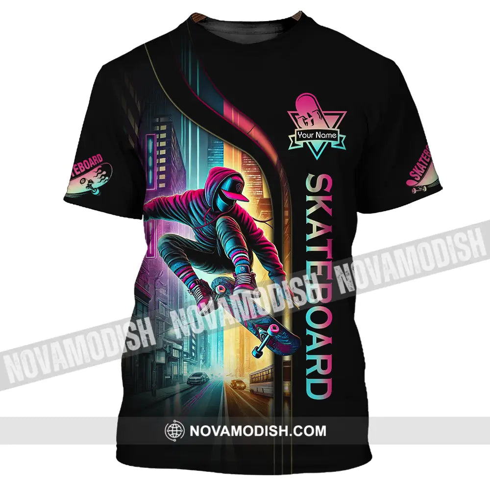 Unisex Shirt - Custom Name Sport Shirt Colorful Street Skateboard T-Shirt / S T-shirt