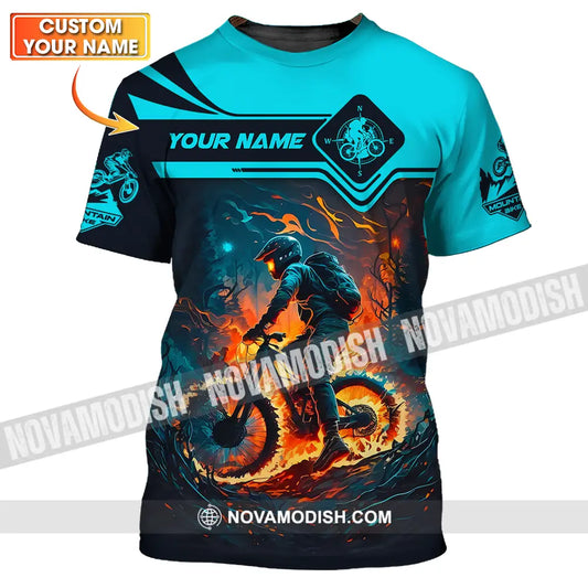 Unisex Shirt - Custom Name Sport Shirt Fire Mountain Biker T-shirt