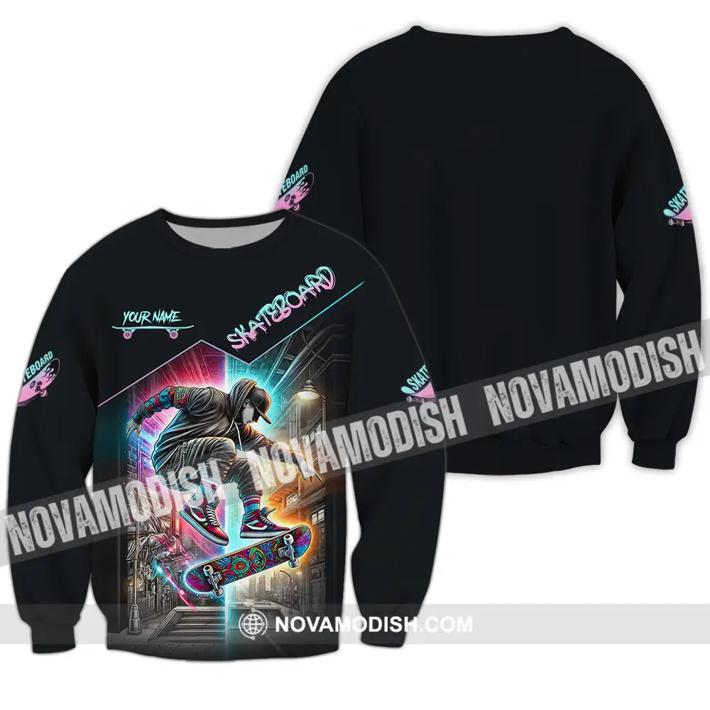 Unisex Shirt - Custom Name Sport Shirt Skateboard Long Sleeve / S T-shirt