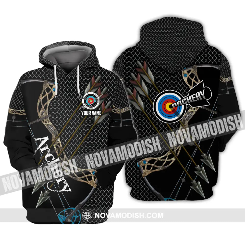 Unisex Shirt - Custom Name Sport Shirt Three Arrows Archery Hoodie / S T-shirt