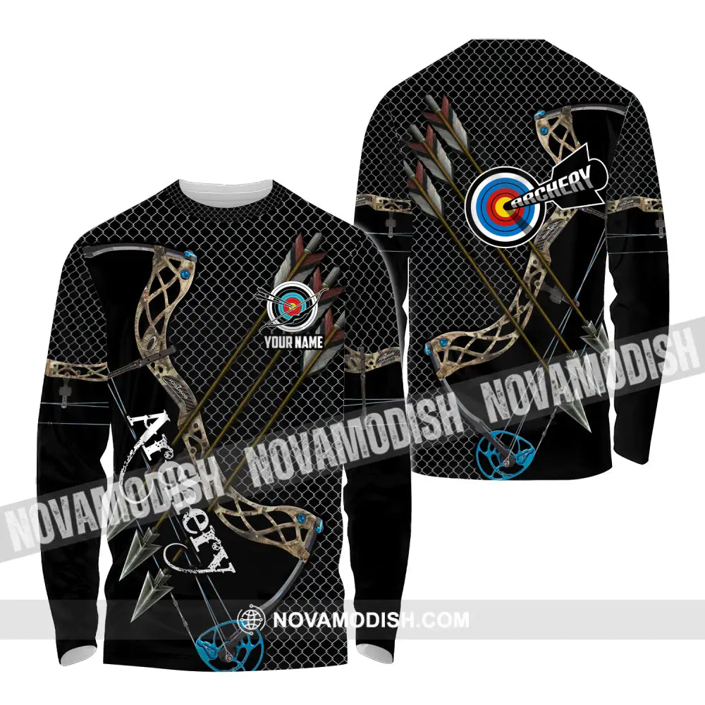 Unisex Shirt - Custom Name Sport Shirt Three Arrows Archery Long Sleeve Shirt / S T-shirt
