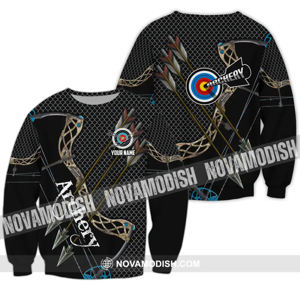Unisex Shirt - Custom Name Sport Shirt Three Arrows Archery Long Sleeve / S T-shirt