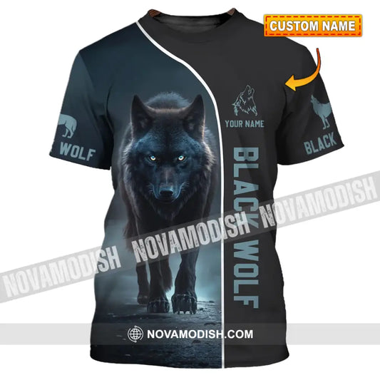 Unisex Shirt - Custom Name T-Shirt Black Wolf T-shirt