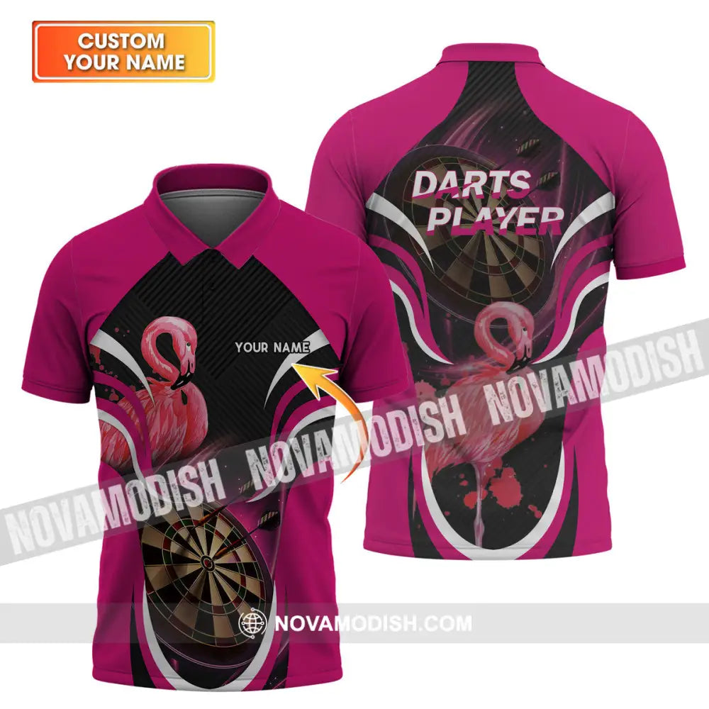 Unisex Shirt - Custom Name T-Shirt Darts Player Flamingo T-shirt