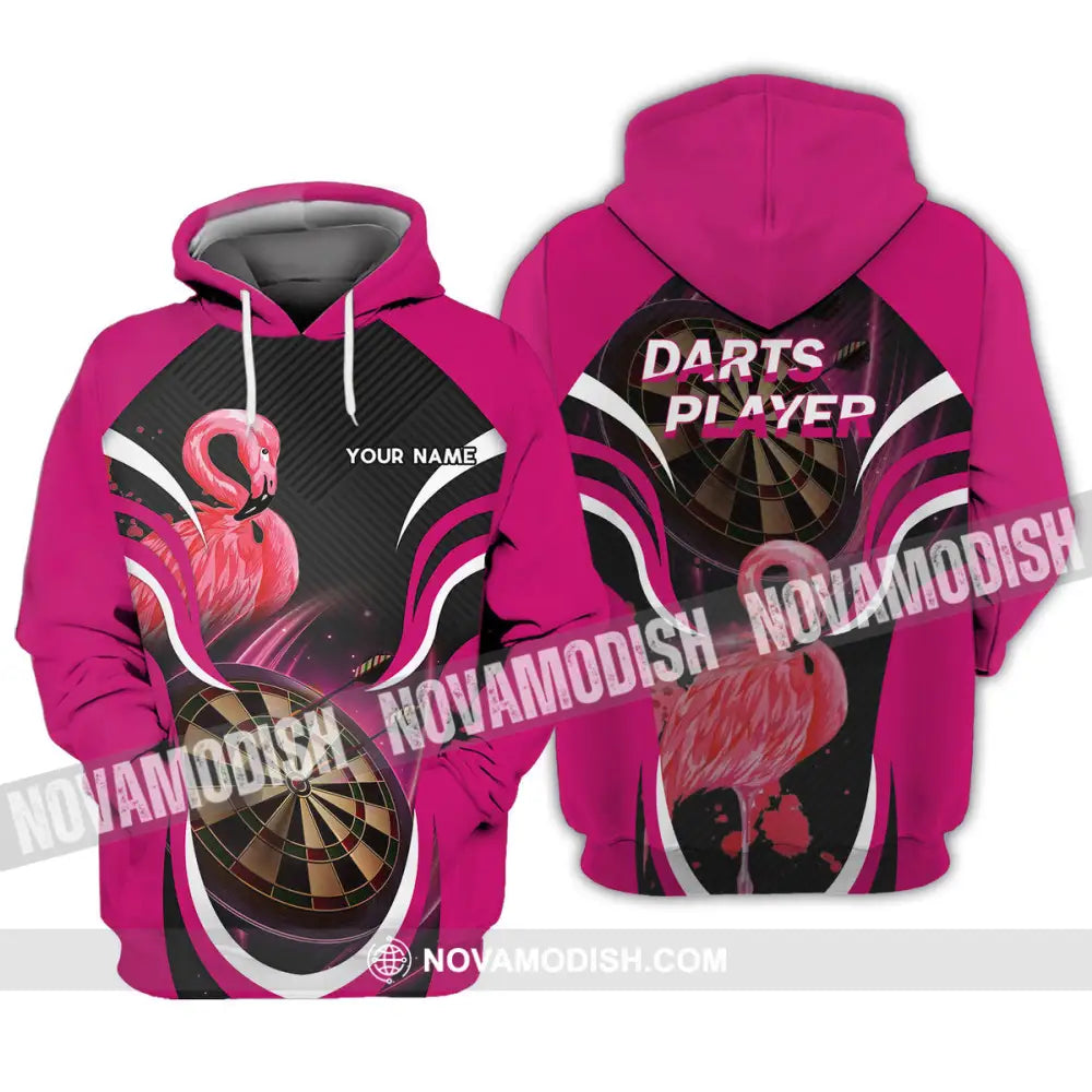 Unisex Shirt - Custom Name T-Shirt Darts Player Flamingo Hoodie / S T-shirt