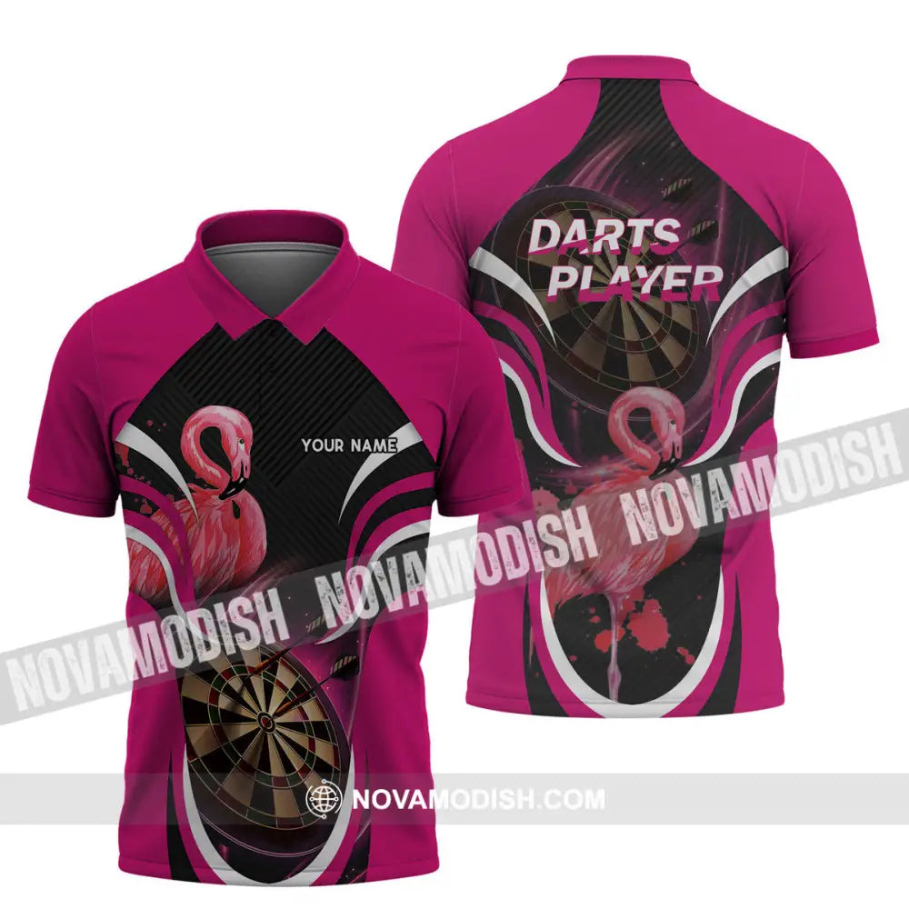 Unisex Shirt - Custom Name T-Shirt Darts Player Flamingo Polo Shirt / S T-shirt