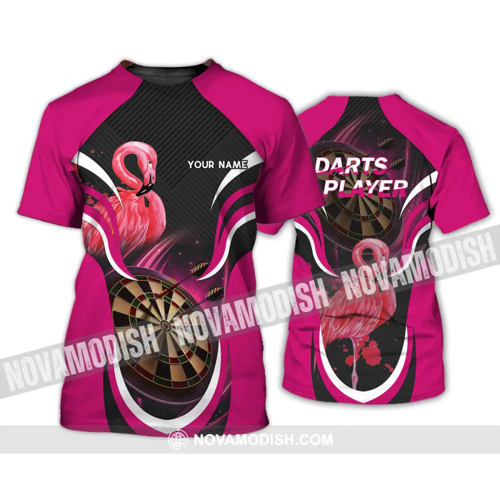 Unisex Shirt - Custom Name T-Shirt Darts Player Flamingo T-Shirt / S T-shirt