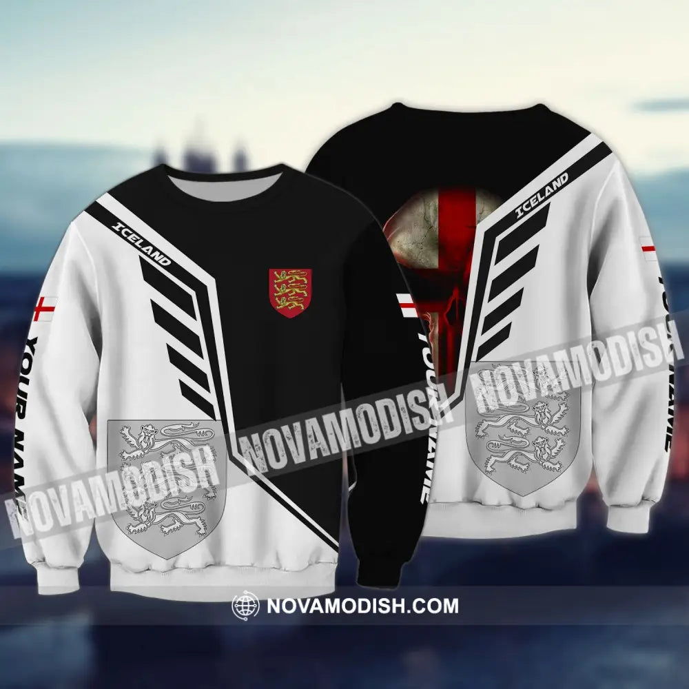 Unisex Shirt - Custom Name T-Shirt England Iceland Long Sleeve / S T-shirt