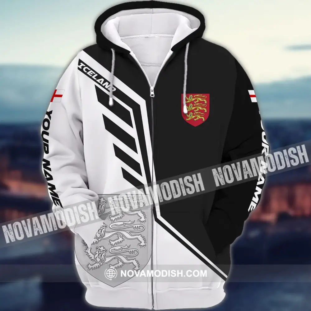 Unisex Shirt - Custom Name T-Shirt England Iceland Zipper Hoodie / S T-shirt