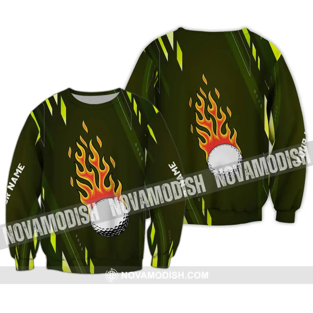 Unisex Shirt - Custom Name T-Shirt Fire Gold Ball Long Sleeve / S T-shirt