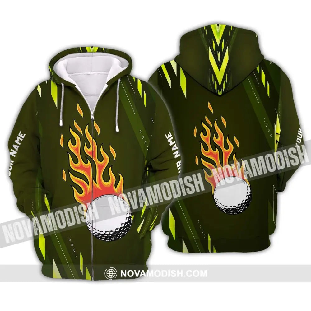 Unisex Shirt - Custom Name T-Shirt Fire Gold Ball Zipper Hoodie / S T-shirt