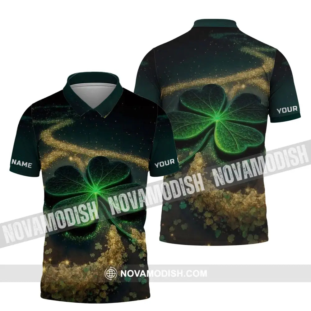 Unisex Shirt - Custom Name T-Shirt - Four-Leaf Clover Shirt Polo Shirt / S T-shirt