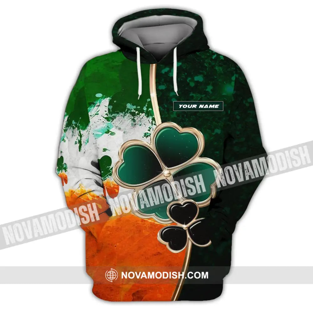 Unisex Shirt - Custom Name T-Shirt - Green And Orange Clover Shirt For Saint Patrick’s Day Hoodie / S T-shirt