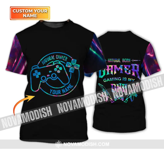 Unisex Shirt - Custom Name T-Shirt Natural Born Gamer Gaming Is My DNA T-shirt