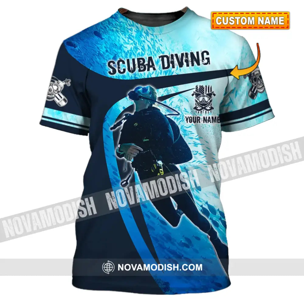 Unisex Shirt - Custom Name T-Shirt - Scuba Diving Oxygen Mask Clothing T-shirt