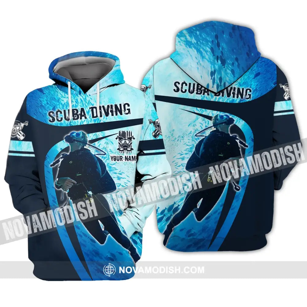 Unisex Shirt - Custom Name T-Shirt - Scuba Diving Oxygen Mask Clothing Hoodie / S T-shirt