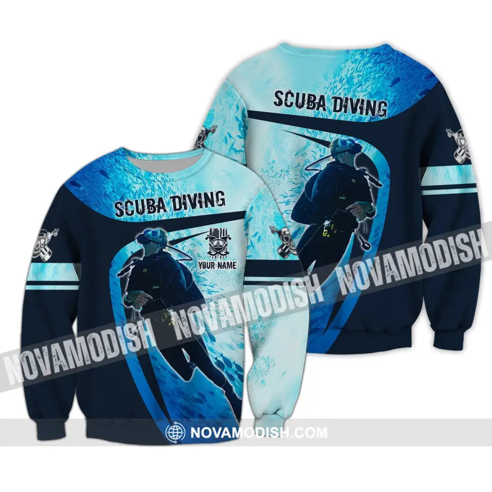 Unisex Shirt - Custom Name T-Shirt - Scuba Diving Oxygen Mask Clothing Long Sleeve / S T-shirt