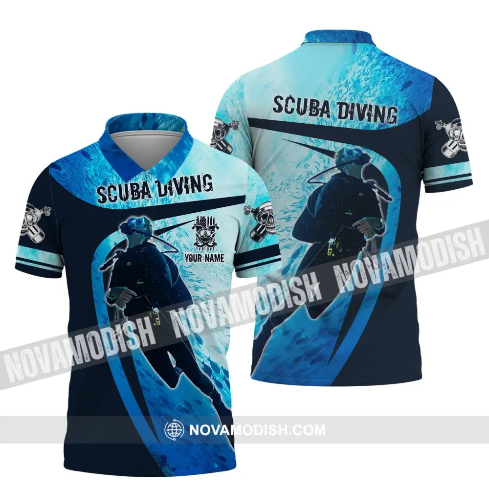 Unisex Shirt - Custom Name T-Shirt - Scuba Diving Oxygen Mask Clothing Polo Shirt / S T-shirt