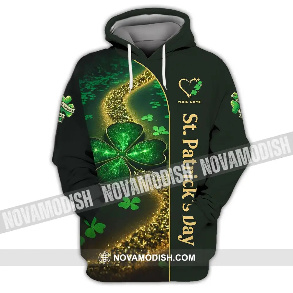 Unisex Shirt - Custom Name T-Shirt - ST. Patrick’s Day Clothing Heart With 4-Leaf Clover Shirt Hoodie / S T-shirt