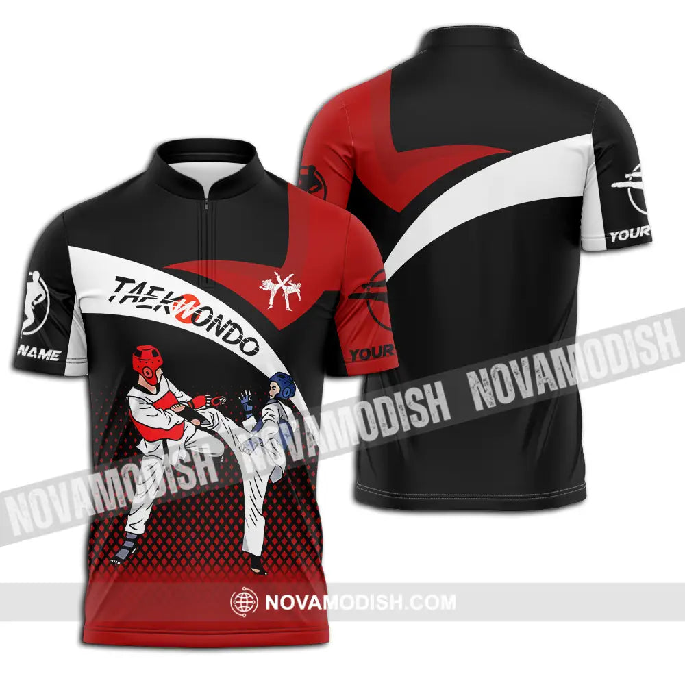 Unisex Shirt - Custom Name Shirt Taekwondo Fighters Zipper Polo Shirt / S T-shirt
