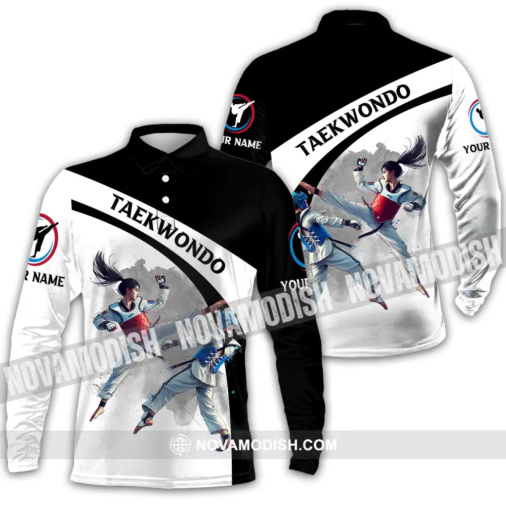 Unisex Shirt - Custom Name Taekwondo Sport Shirt Long Sleeve Polo / S T-shirt