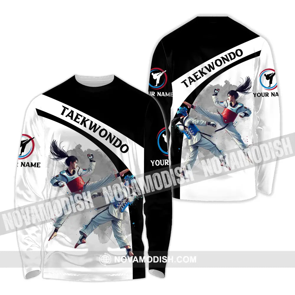 Unisex Shirt - Custom Name Taekwondo Sport Shirt Long Sleeve Shirt / S T-shirt