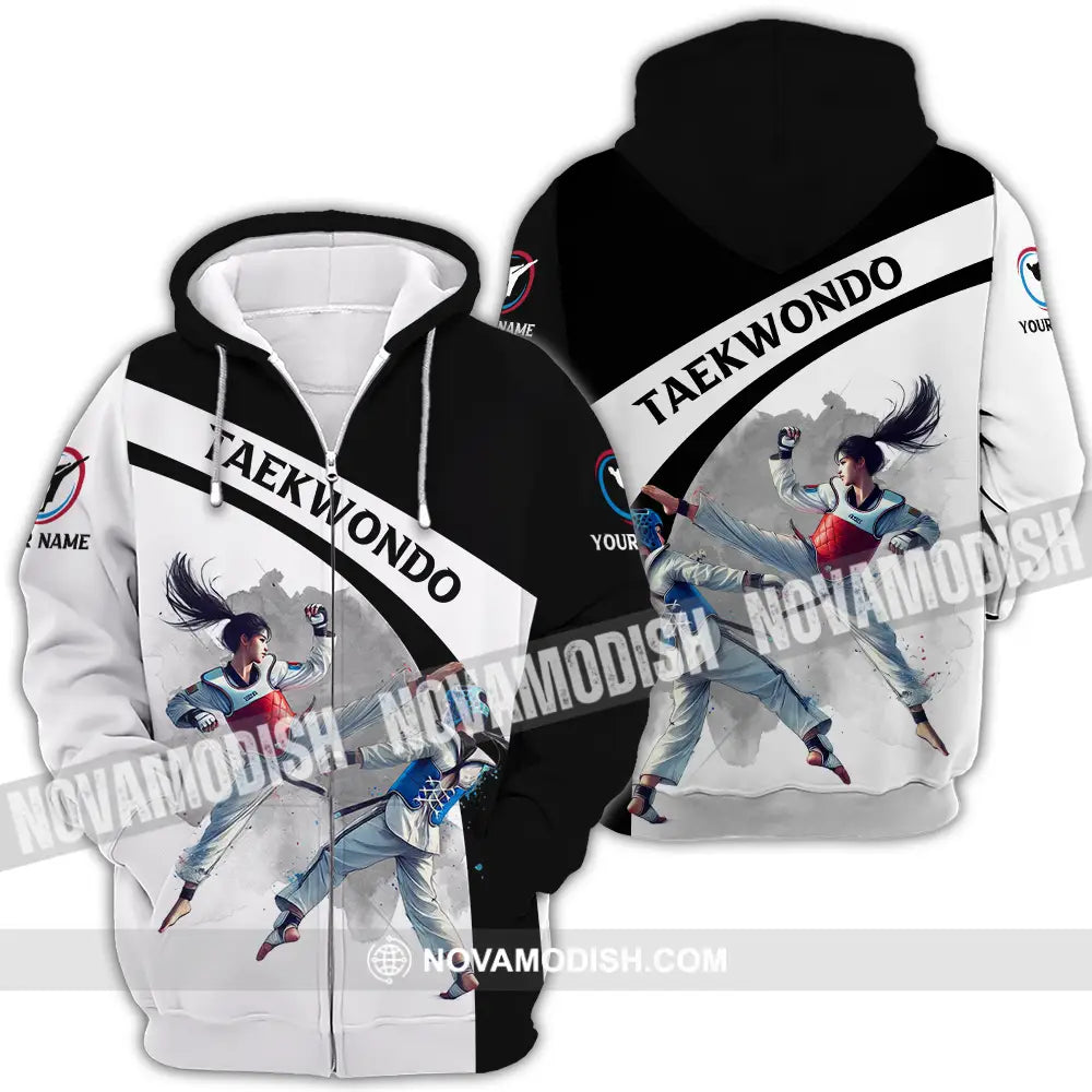 Unisex Shirt - Custom Name Taekwondo Sport Shirt Zipper Hoodie / S T-shirt
