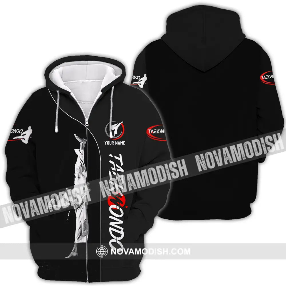 Unisex Shirt - Custom Name Shirt Taekwondo Zipper Hoodie / S T-shirt