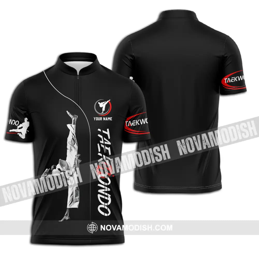 Unisex Shirt - Custom Name Shirt Taekwondo Zipper Polo Shirt / S T-shirt