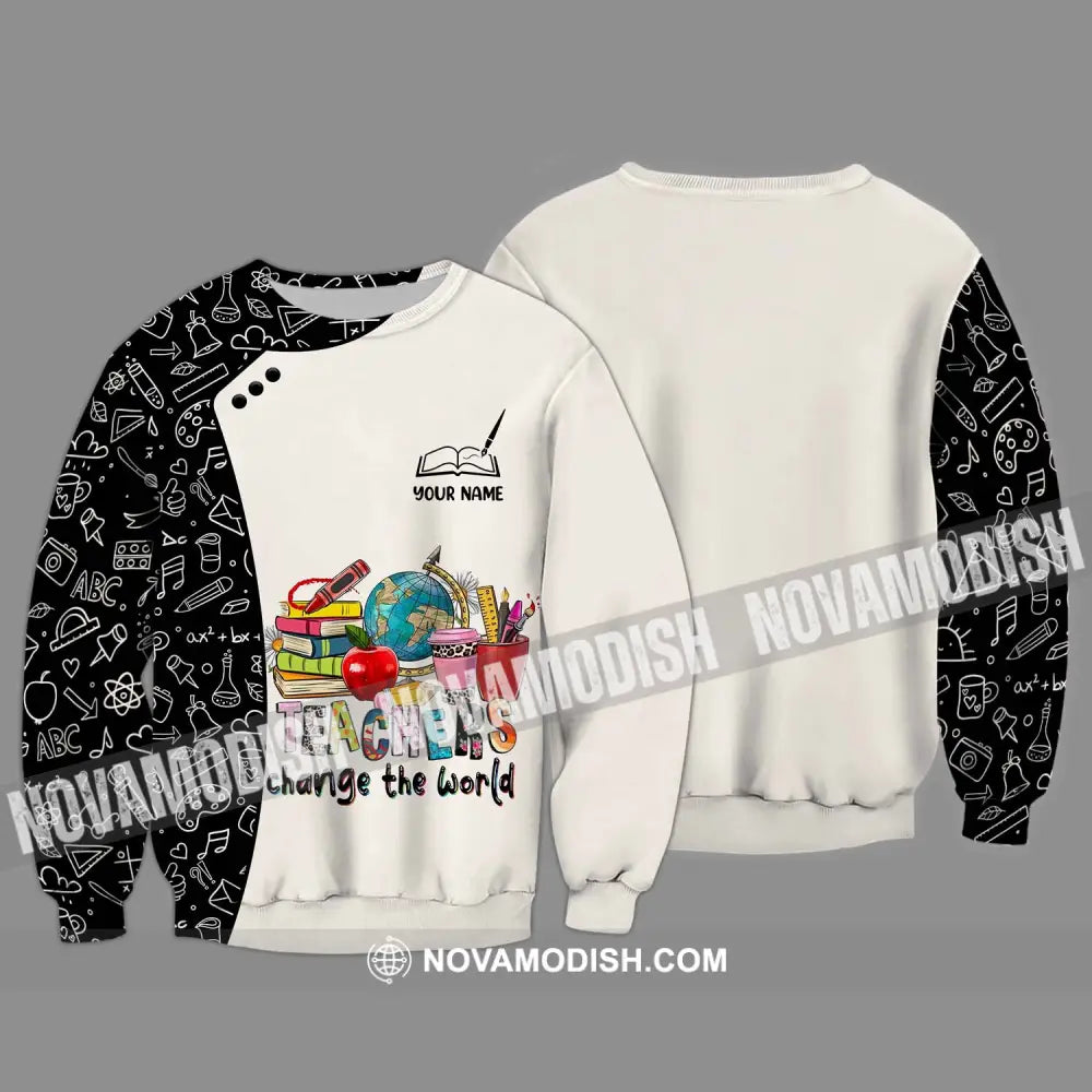 Unisex Shirt - Custom Name Teachers Change The World Shirt Long Sleeve / S T-shirt