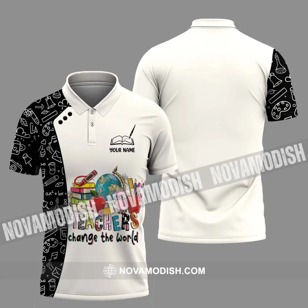 Unisex Shirt - Custom Name Teachers Change The World Shirt Polo Shirt / S T-shirt