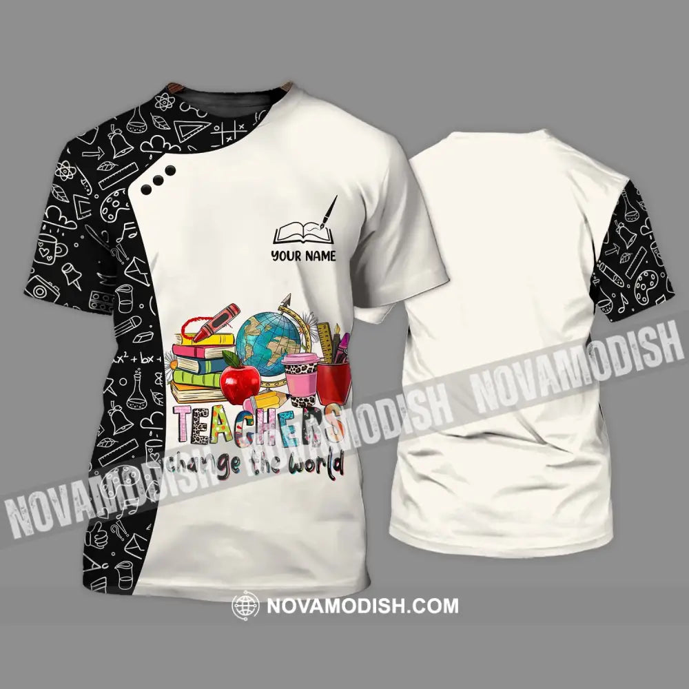 Unisex Shirt - Custom Name Teachers Change The World Shirt T-Shirt / S T-shirt
